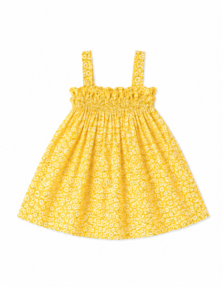 Baby Cotton Frock - Yellow Floral 