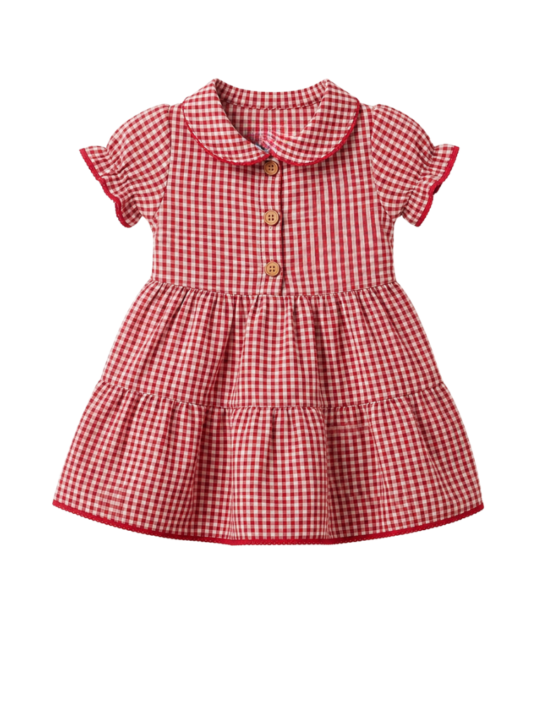 Baby Cotton Frock - Red Checked