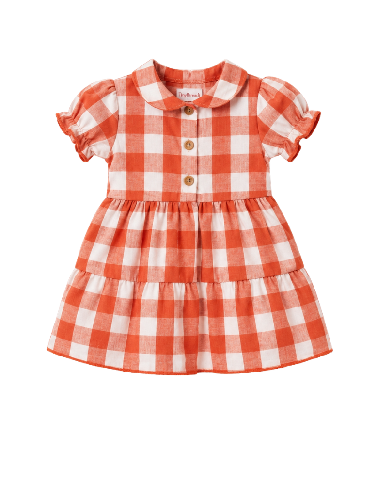 Baby Cotton Frock - Red and White Checked