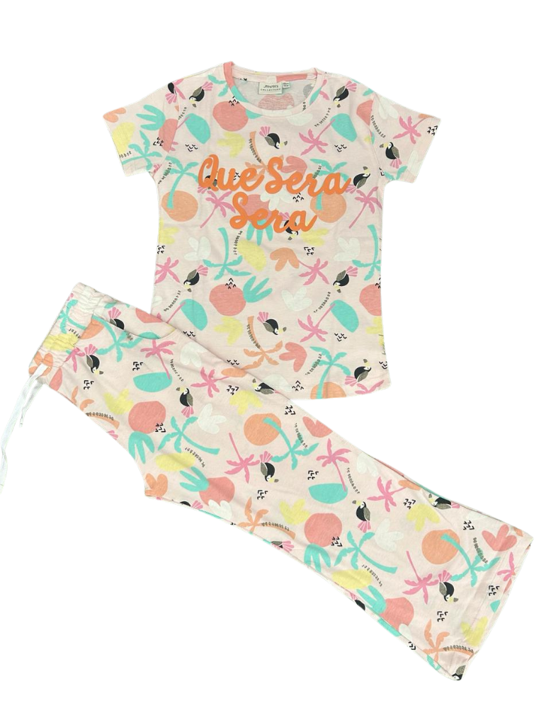 Girls Printed Pajama set -"Que Sera Sera"