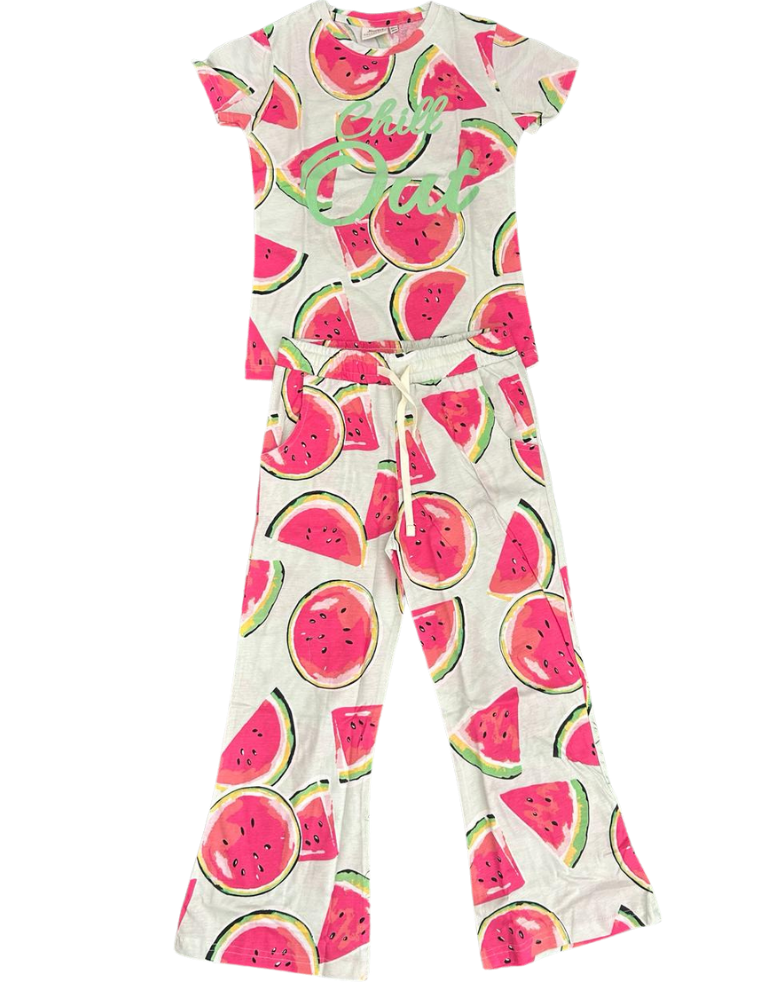 Girls Printed Pajama - Red Watermelon