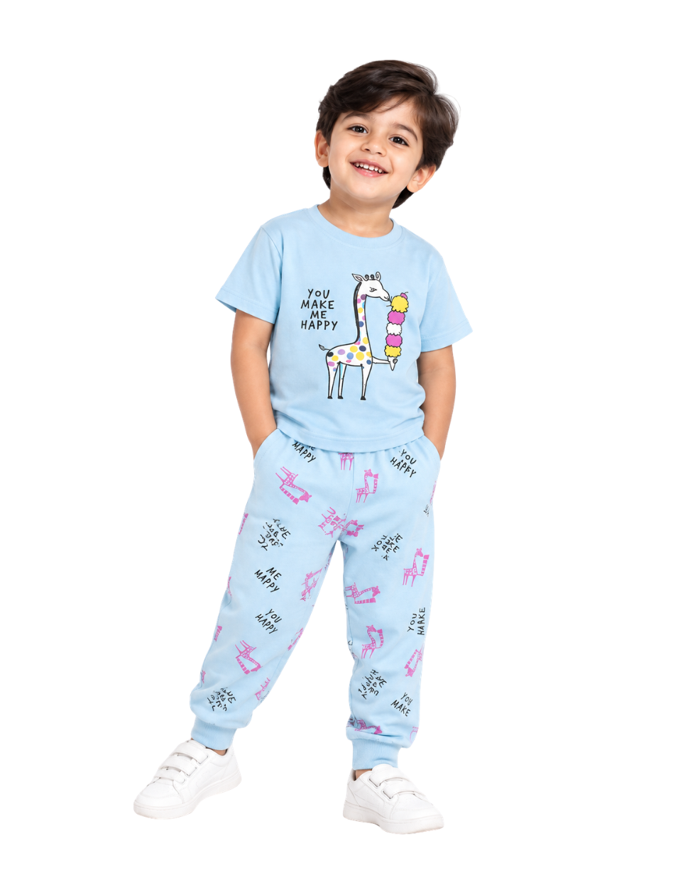 Boys & Girls Printed Pajama - Light Blue