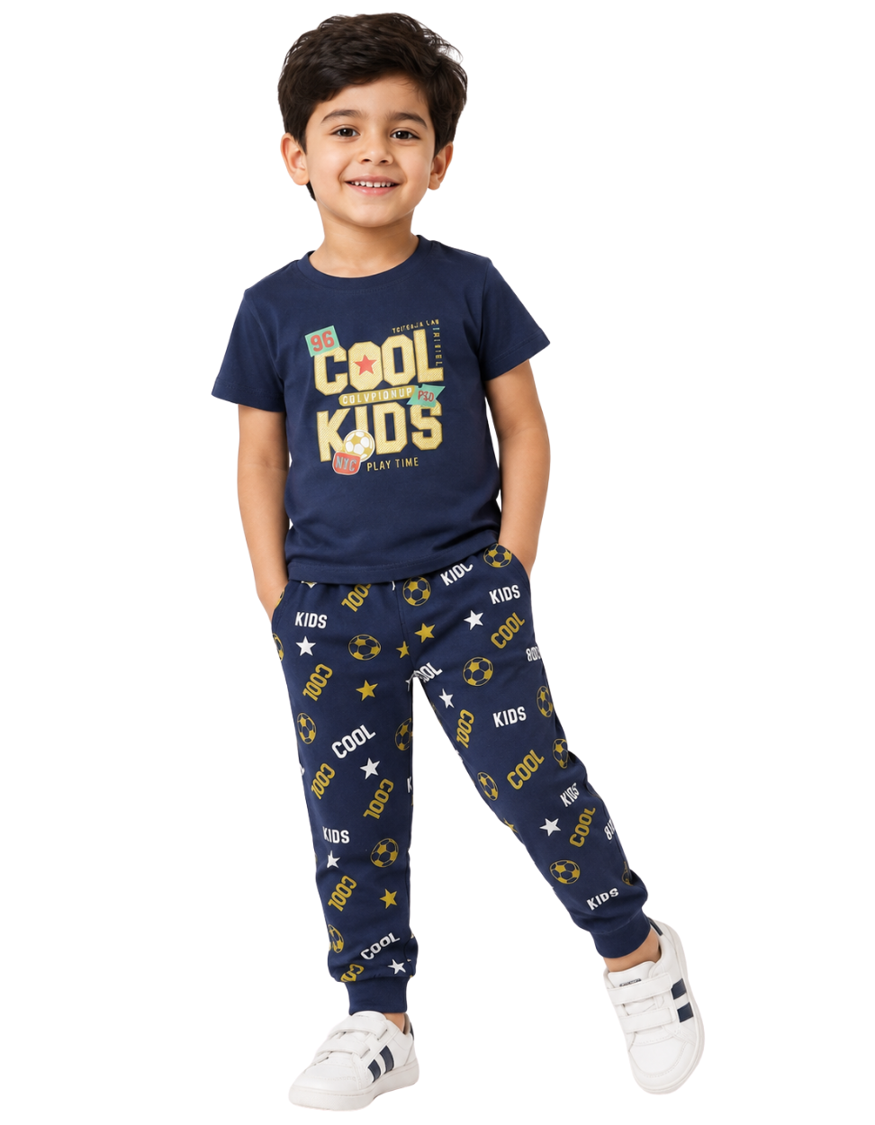 Boys Printed Pajama - Navy Blue 