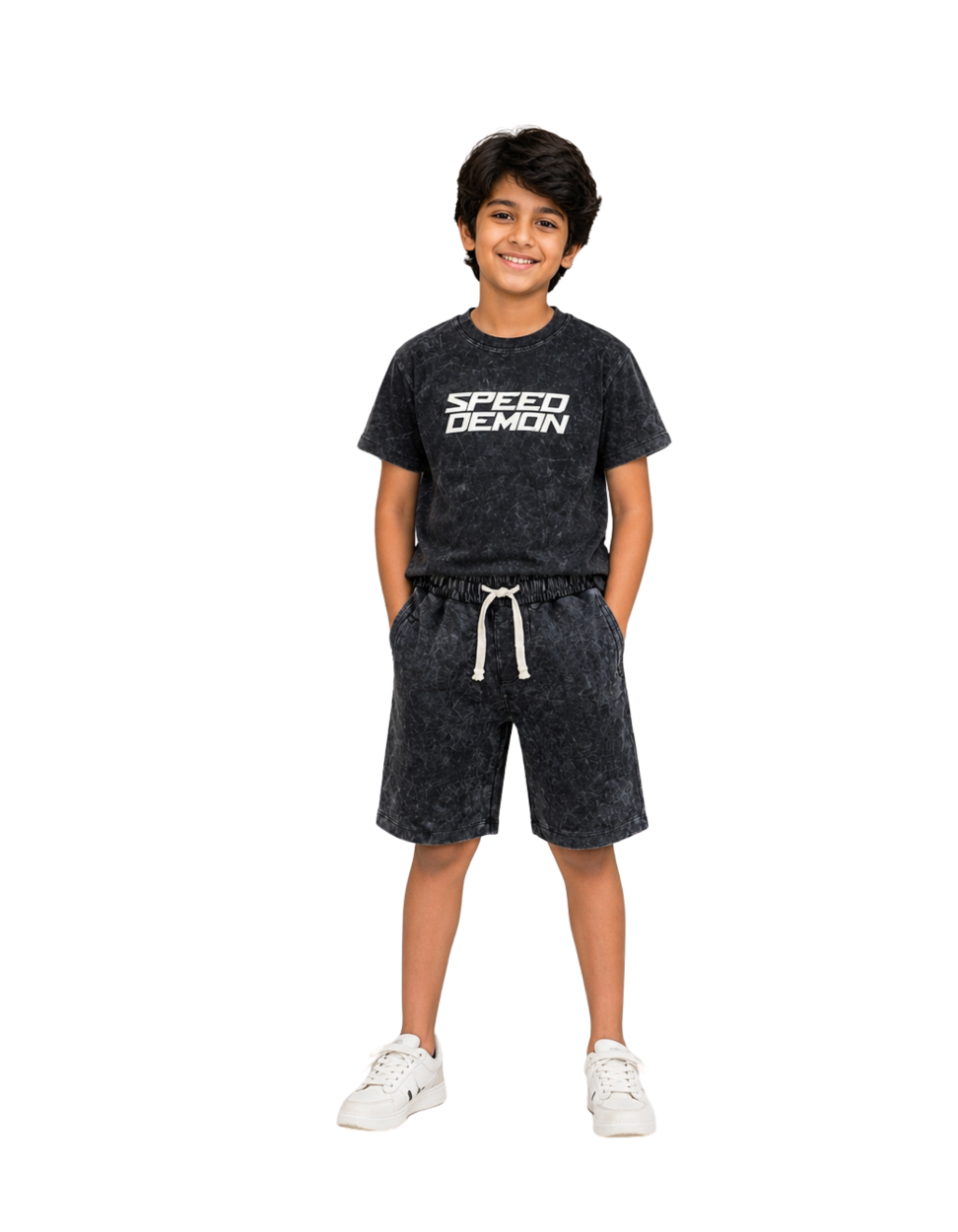 Boys Korean Coord - Acid Wash Black