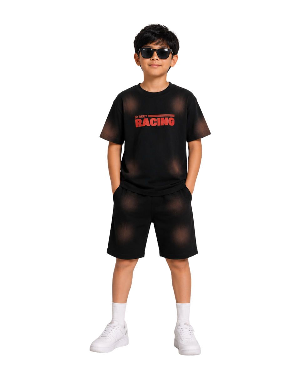 Boys Korean Coord - Black "Street Racing"