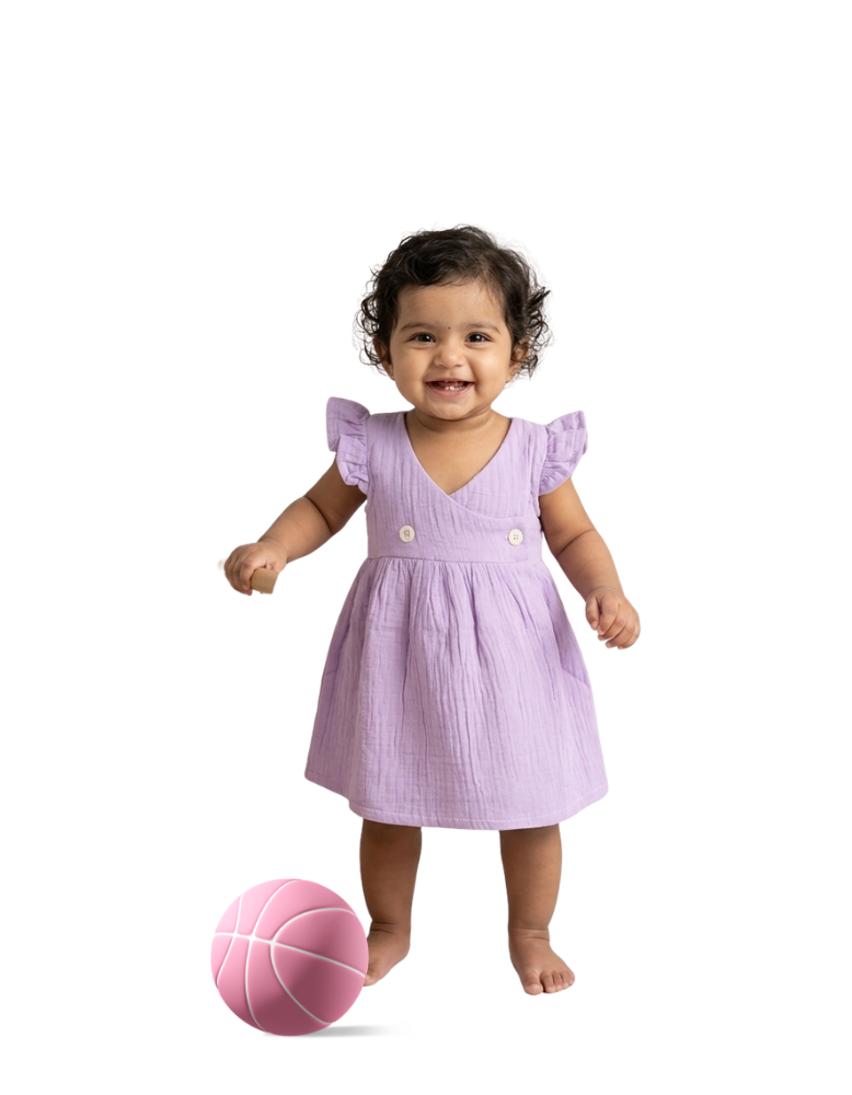 Baby Muslin Frock - Lilac Flutter Dress