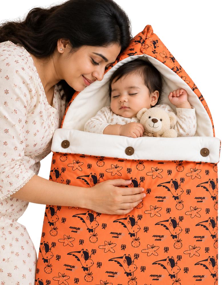 3-in-1 Natural Latex Foam Baby Nest / Bed / Sleeping Bag - Orange Dragon