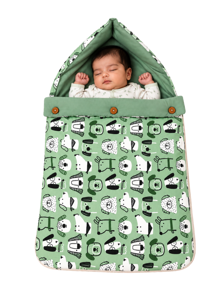 3-in-1 Natural Latex Foam Baby Nest / Bed / Sleeping Bag - Green 
