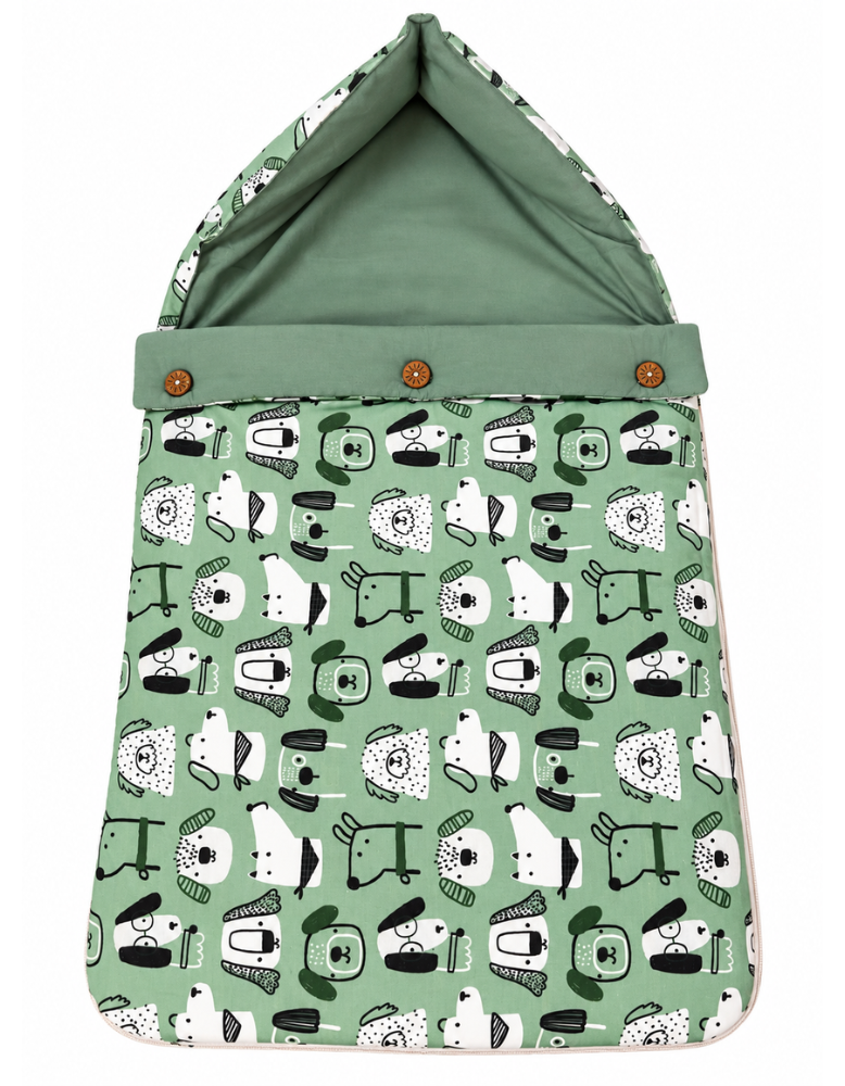 3-in-1 Natural Latex Foam Baby Nest / Bed / Sleeping Bag - Green 