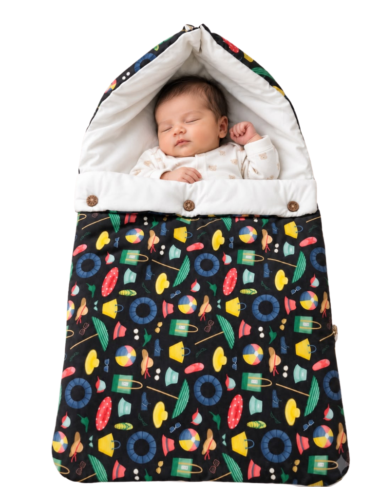 3-in-1 Natural Latex Foam Baby Nest / Bed / Sleeping Bag - Black