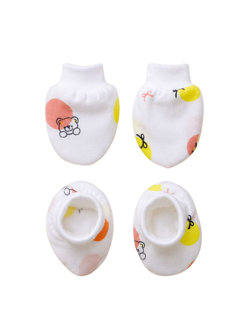 Organic Muslin Mittens and Booties Set – Random Prints