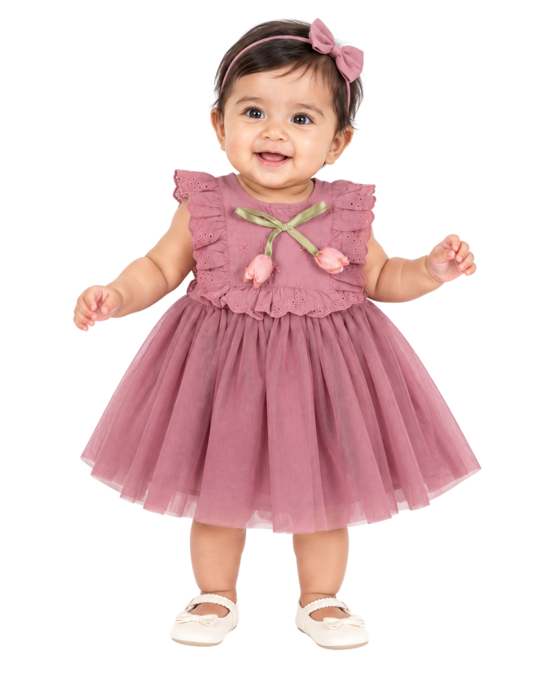 Dusty Rose Tulle Baby Frock